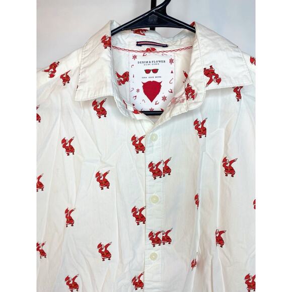 Denim & Flower Ricky Singh Christmas Santa Claus Dabbing Shirt Men’s Medium - Picture 2 of 12